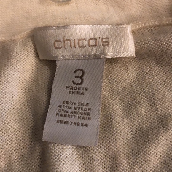 Chicos silk and angora blend off-white three-quarter sleeve sweater size 3 - Picture 2 of 5